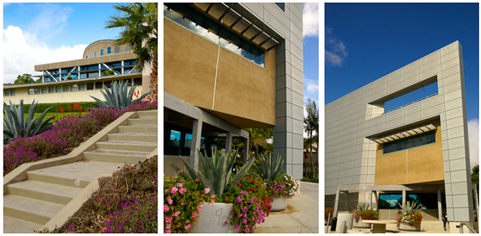 3张VC图书馆和学习中心大楼及周围建筑的装饰图.
